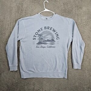 Stone Brewing‎ San Diego California Graphic Sweatshirt Faded Blue Mens XL
